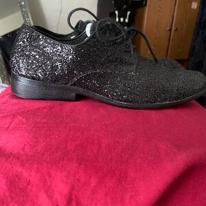 Elegant Black Glitter Oxford Shoes